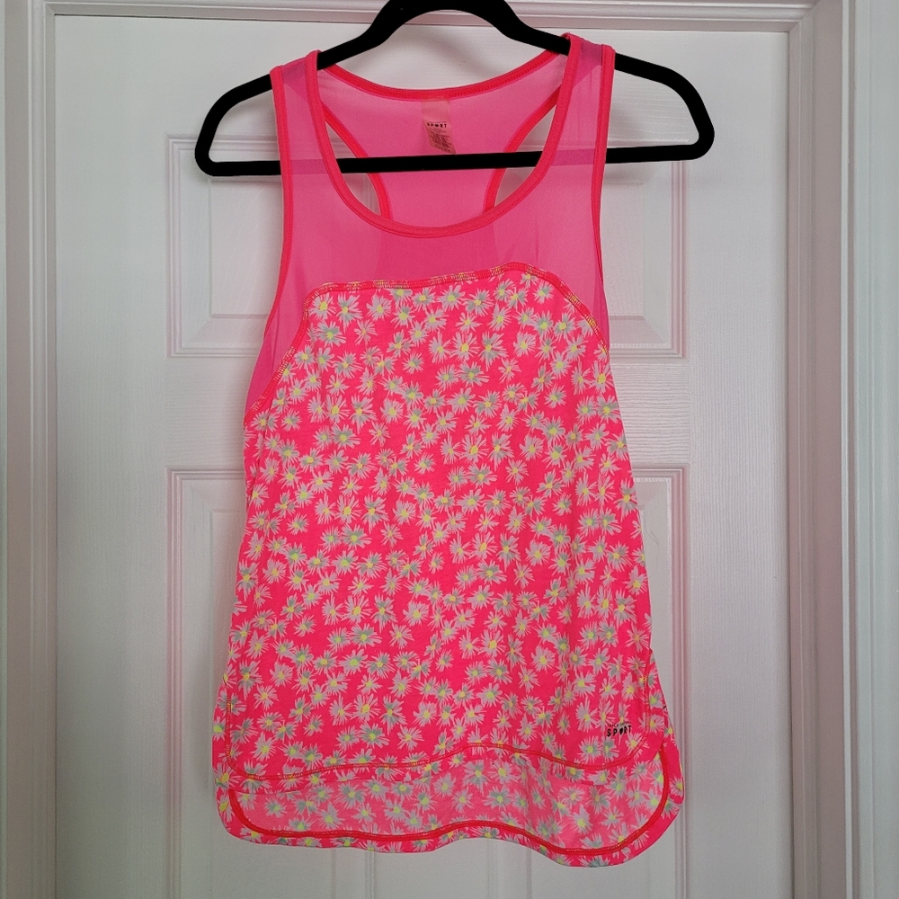 Juicy Couture Sport Neon Pink with Daisies workout tank size Medium